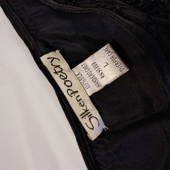 Vintage Black Crochet Silk Beaded Lace Skirt - Picture 7 of 8